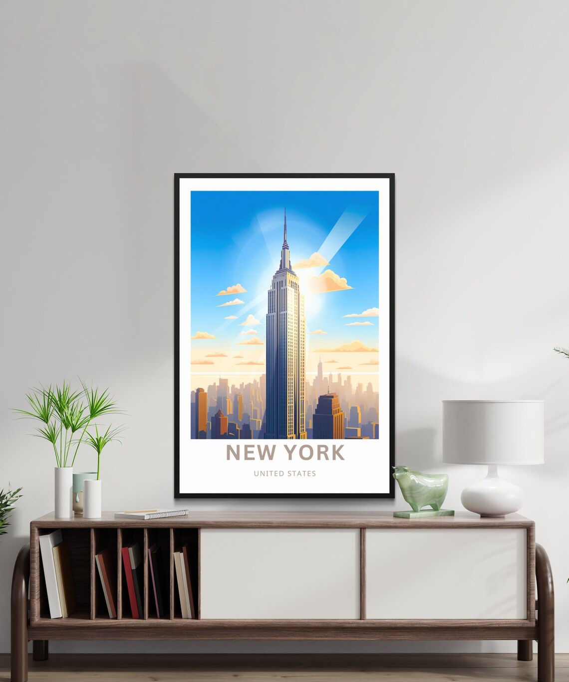New York City Empire State Building Skyline Retro Travel Poster - Image 2