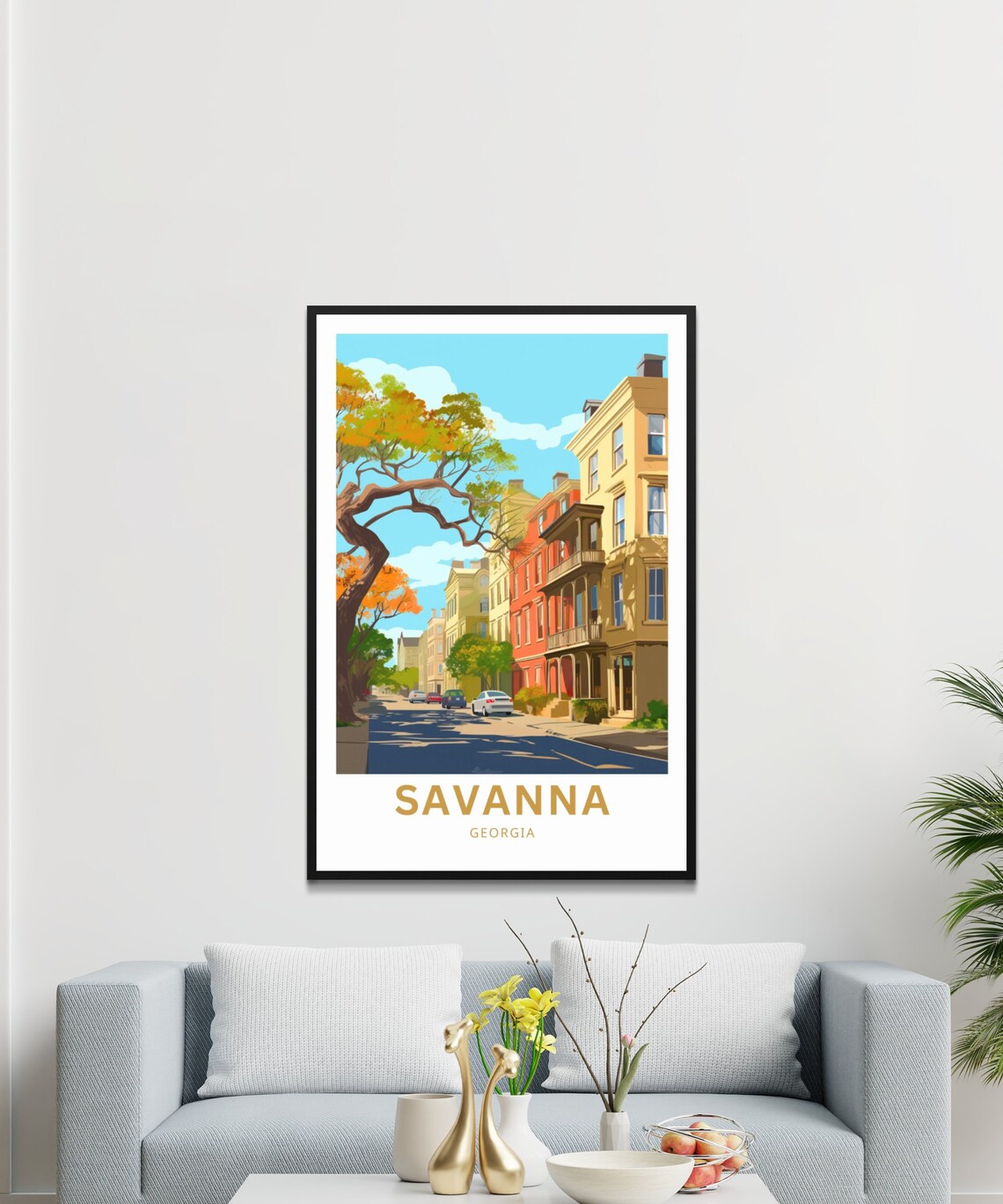 Savanna Georgia Personalized Travel Poster Historic Street Scene Art - Image 2