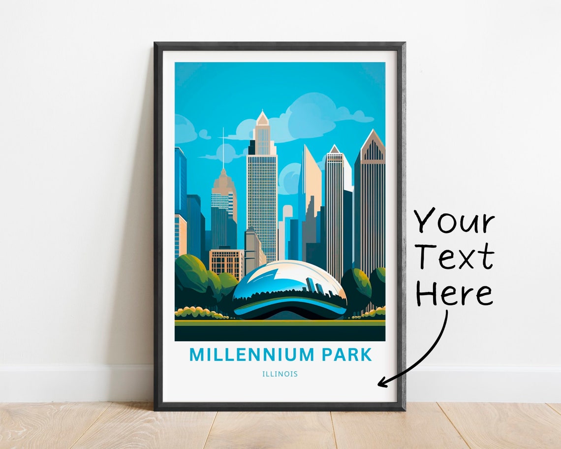 Personalized Millennium Park Chicago Skyline Cloud Gate Poster