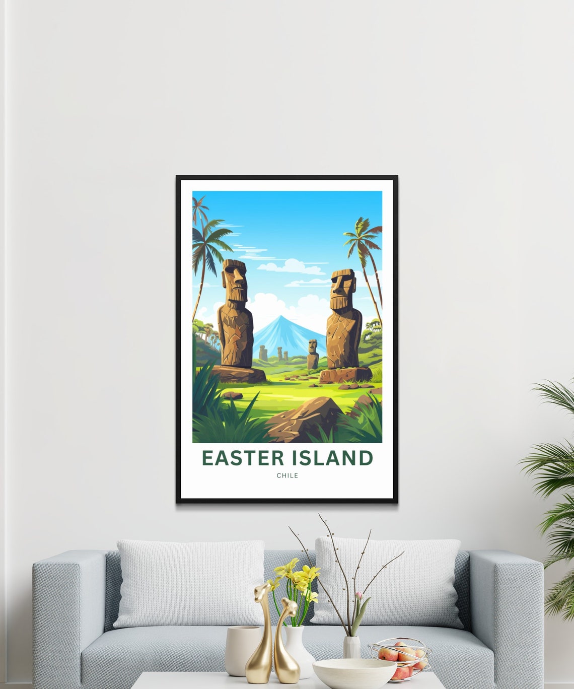 Personalized Easter Island Chile Ancient Moai Statues Travel Poster - Image 3