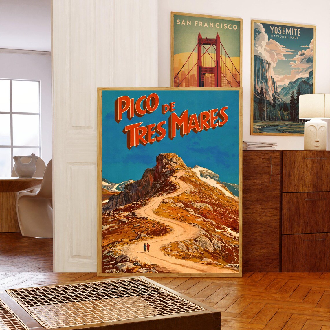 Pico de Tres Mares Summit Trail Hikers Vintage Retro Travel Poster - Image 5