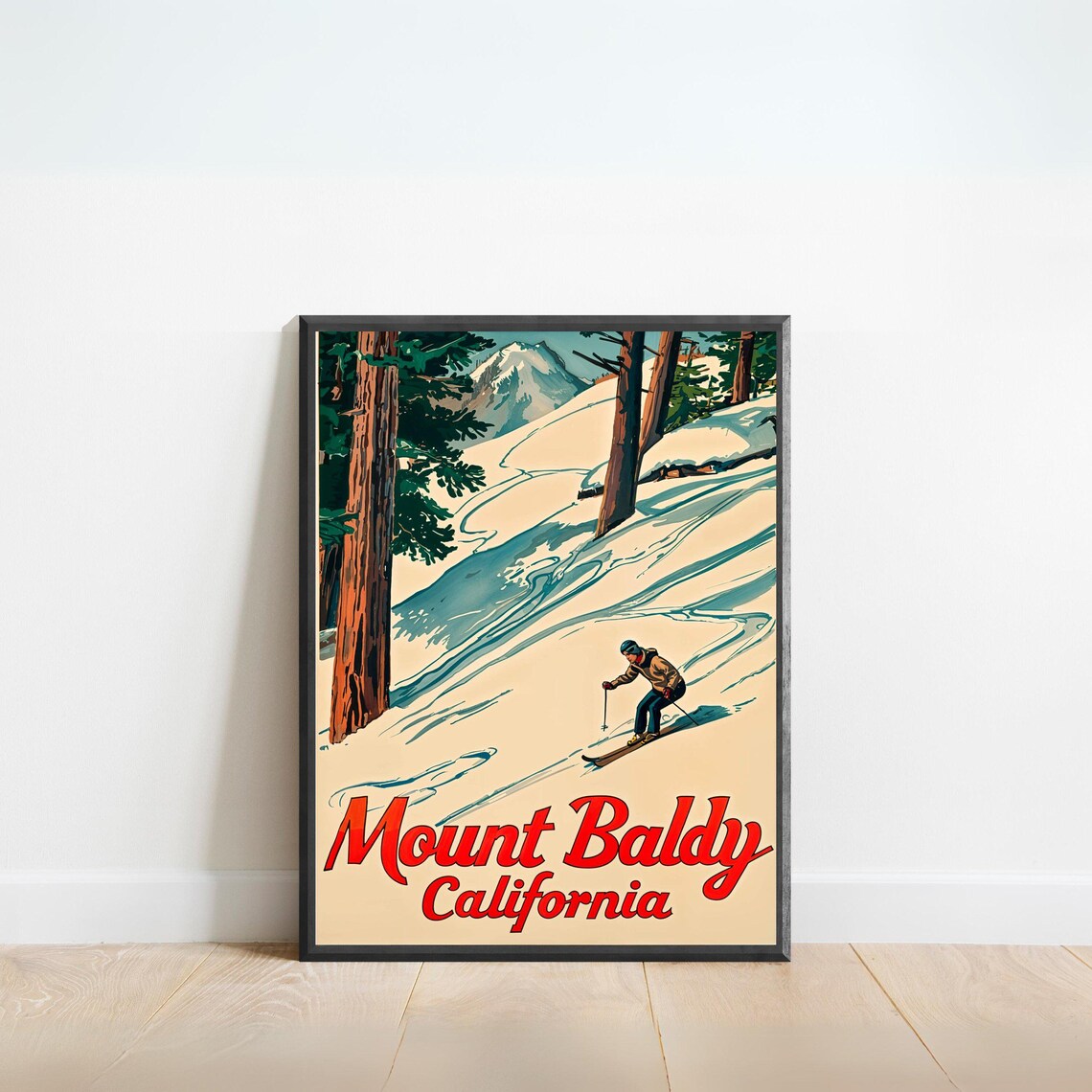 Mount Baldy California Vintage Ski Slope Retro Winter Poster