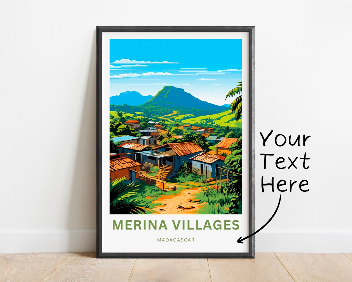 Merina Villages Madagascar Red Roof Village Hills Travel Poster