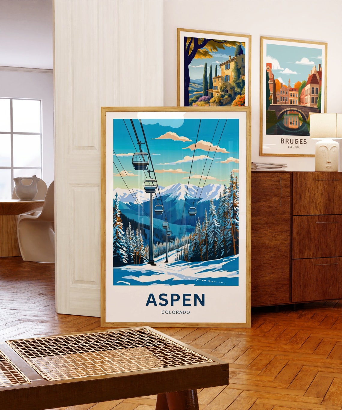 Aspen Colorado Ski Gondola Snowy Mountain Resort Travel Poster - Image 5