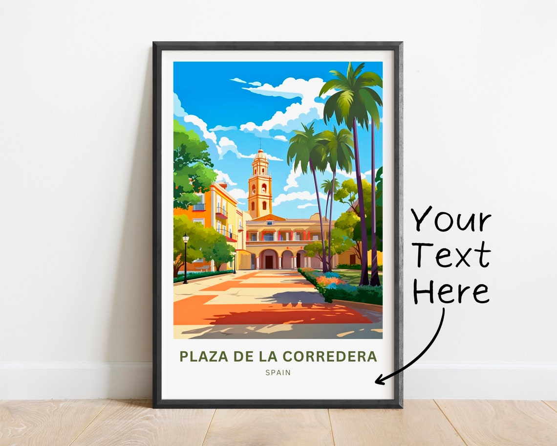 Personalized Plaza De La Corredera Spain Palm Avenue Travel Poster