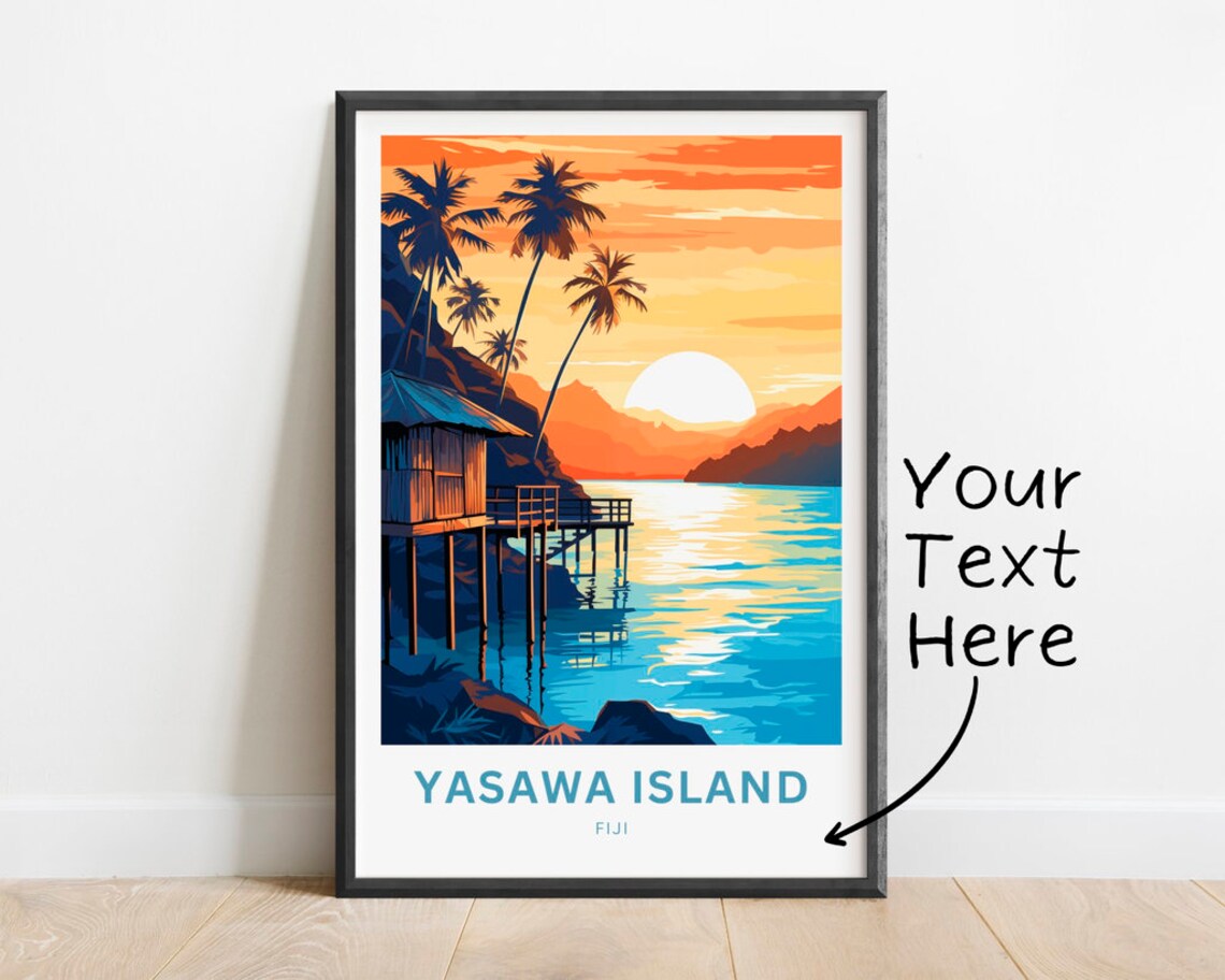 Yasawa Island Fiji Personalized Sunset Overwater Bungalow Poster