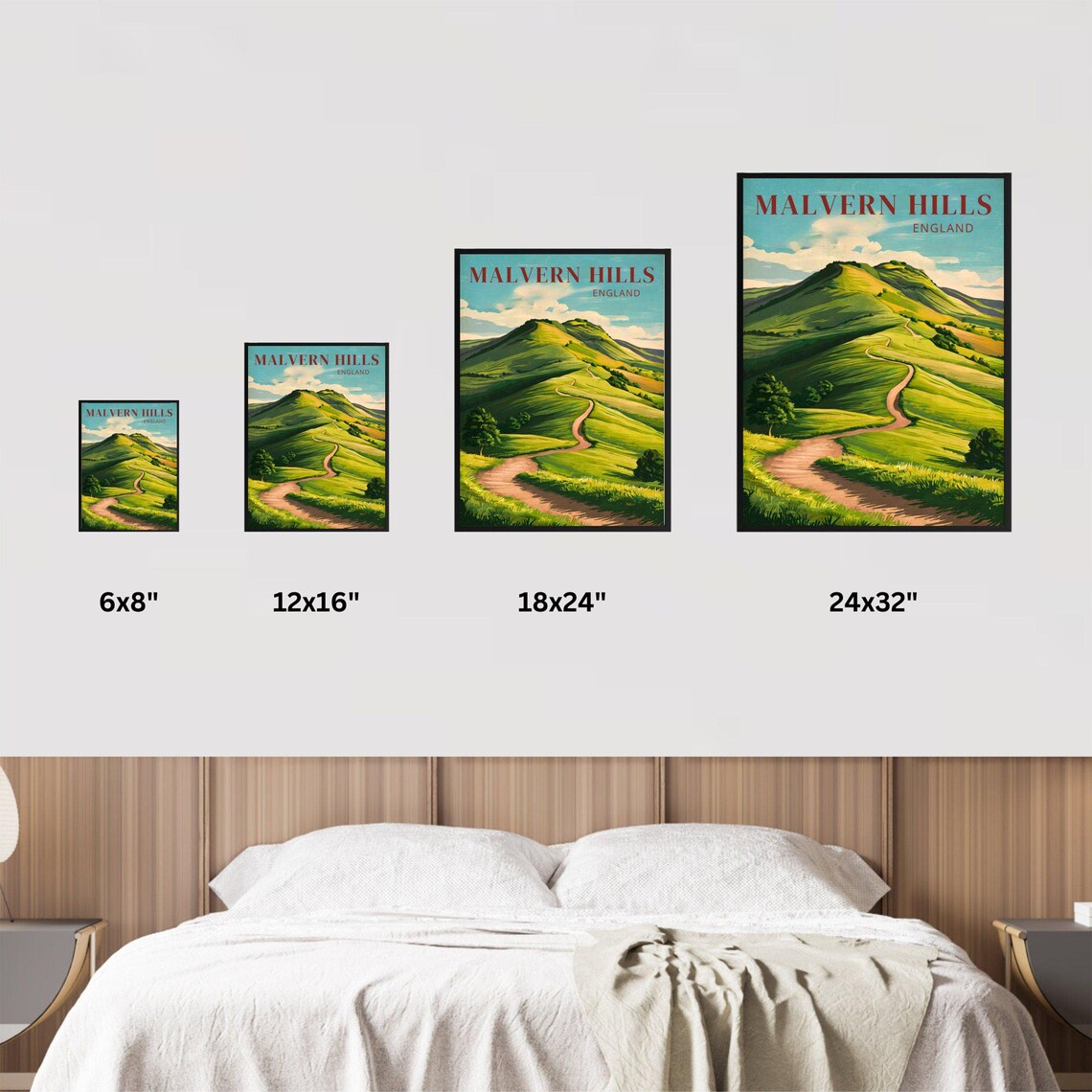 Malvern Hills England Vintage Rolling Green Hills Path Travel Poster - Image 2