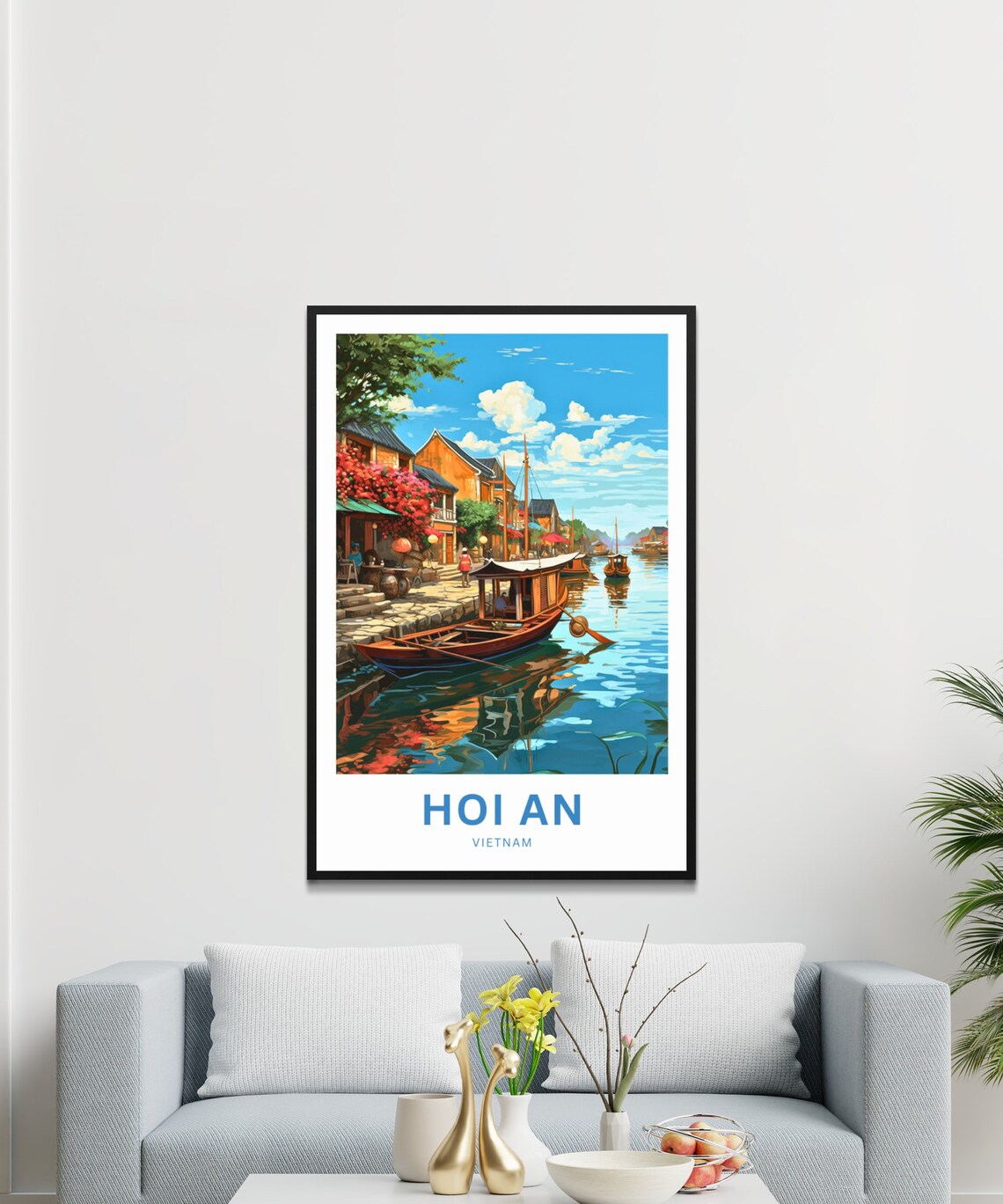 Hoi An Vietnam Riverside Boats Lantern Town Personalized Travel Poster - Image 3