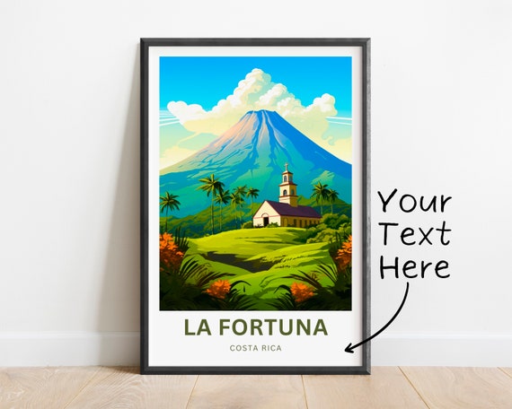 Personalized La Fortuna Travel Print Poster Costa Rica Wall Art Framed Present Gift