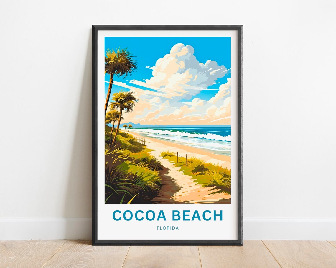Cocoa Beach Florida Sandy Dunes Path Coastal View Travel Poster