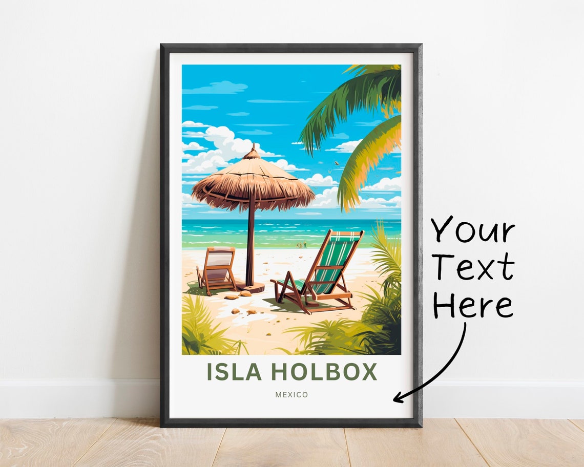 Personalized Isla Holbox Travel Print Isla Holbox Poster Mexico Wall Art Framed Present Gift Mexico Present