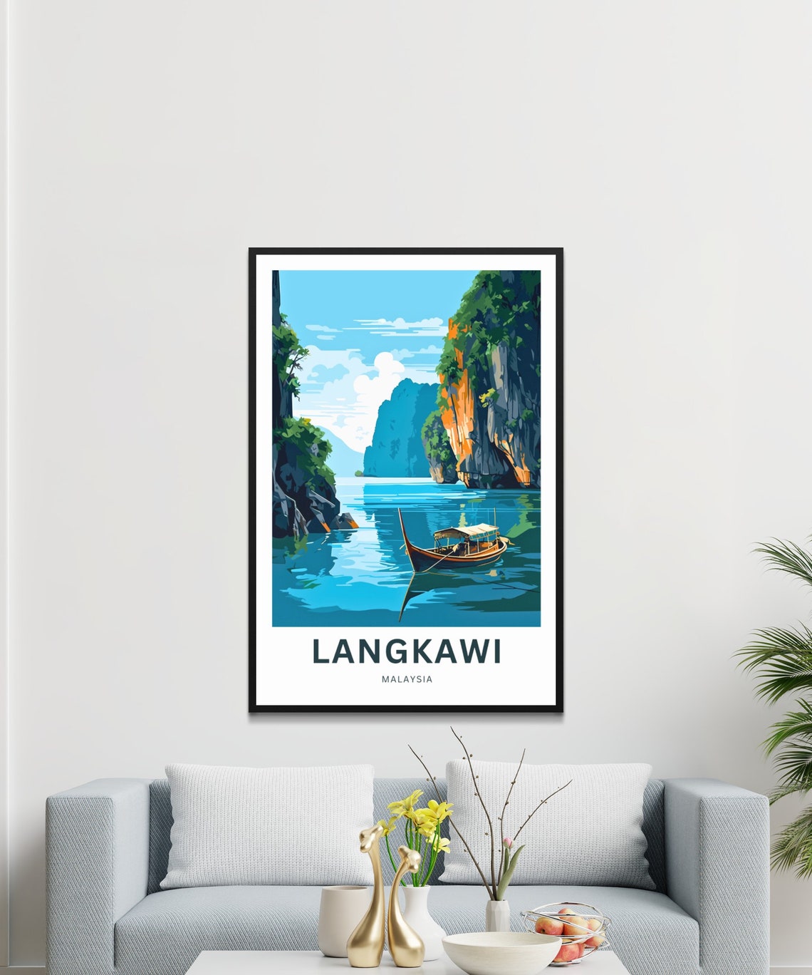 Langkawi Malaysia Longtail Boat Limestone Karsts Travel Poster - Image 3