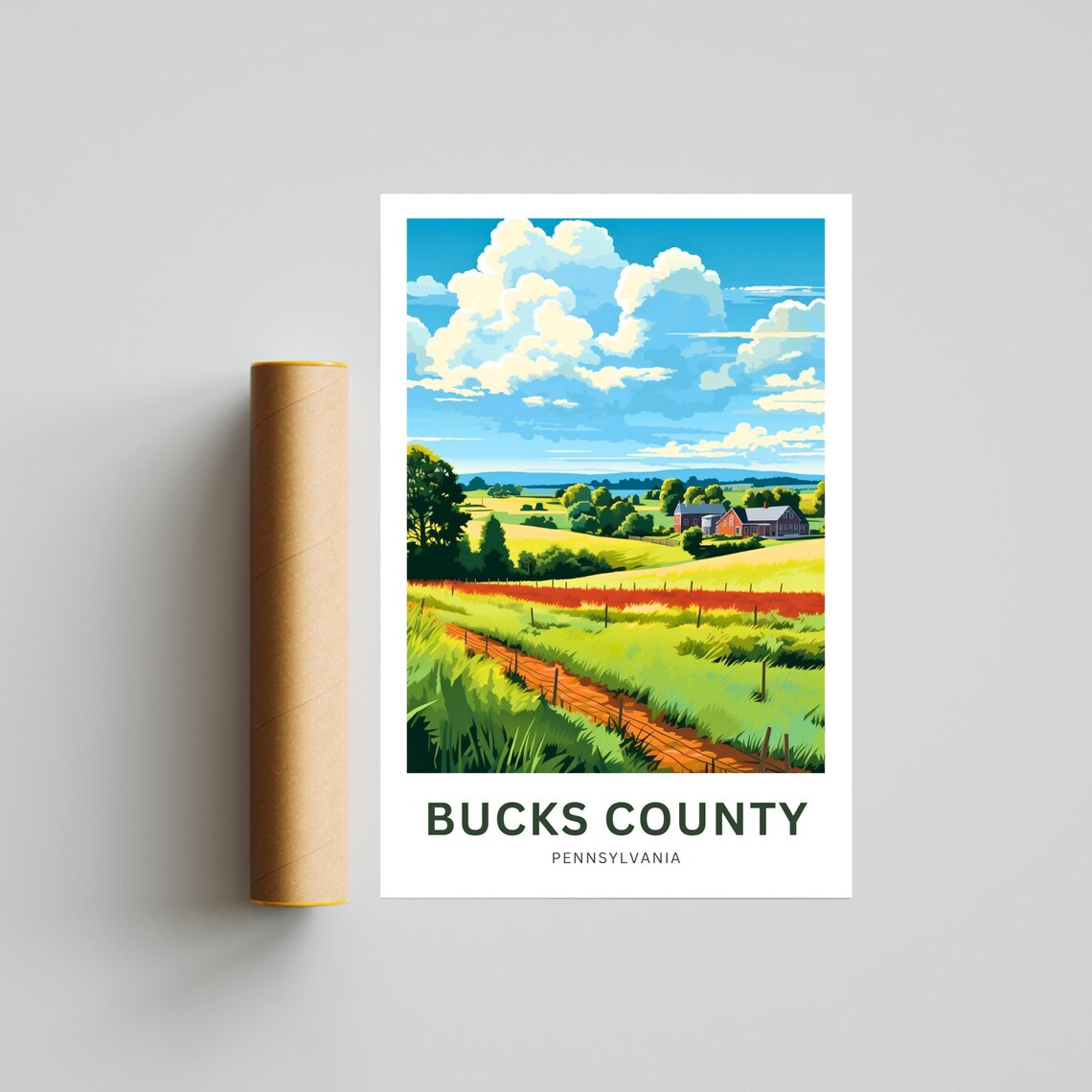Personalized Bucks County Pennsylvania Farm Countryside Travel Poster - Image 4