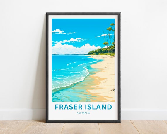 Fraser Island Travel Print Poster Australia Wall Art Framed Present Gift Personalized Custom Text