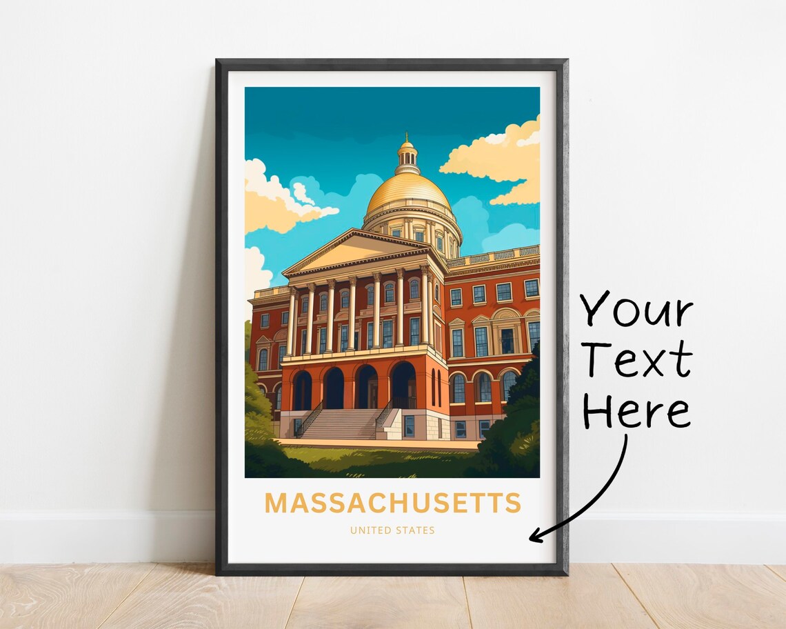 Massachusetts State House Golden Dome Personalized Travel Poster