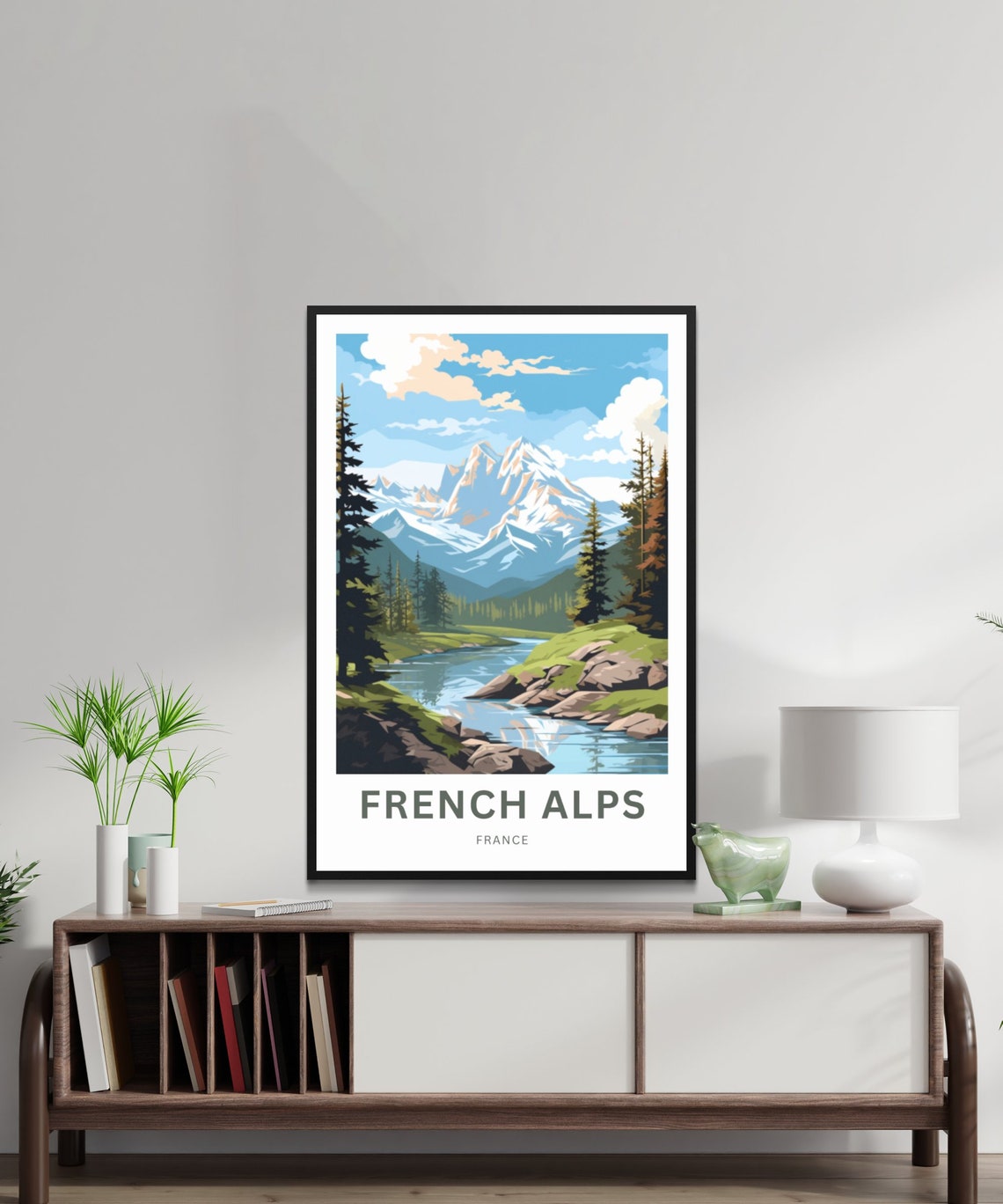 Personalized French Alps France Alpine River Custom Text Poster - Image 2