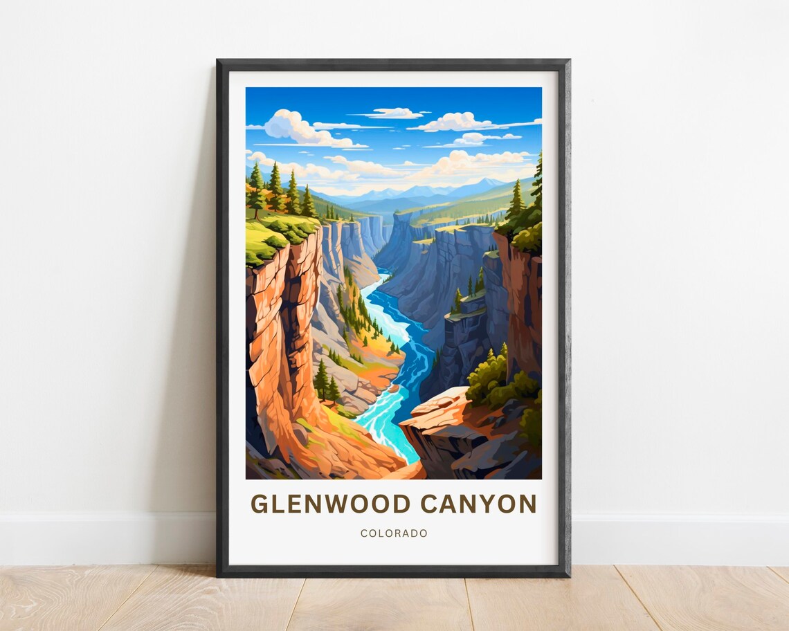 Glenwood Canyon Colorado Rapids River Deep Gorge Scenic Travel Poster