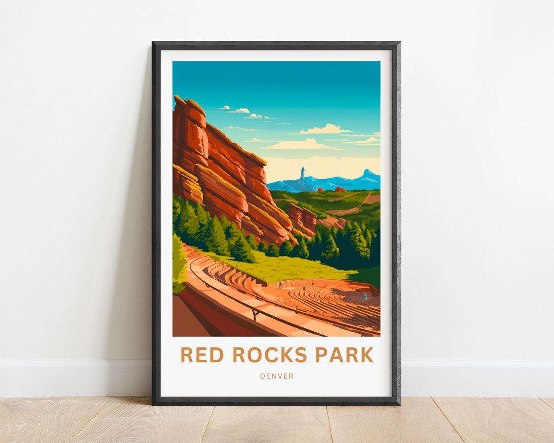 Red Rocks Park Denver Amphitheatre Red Sandstone Cliffs Art Poster