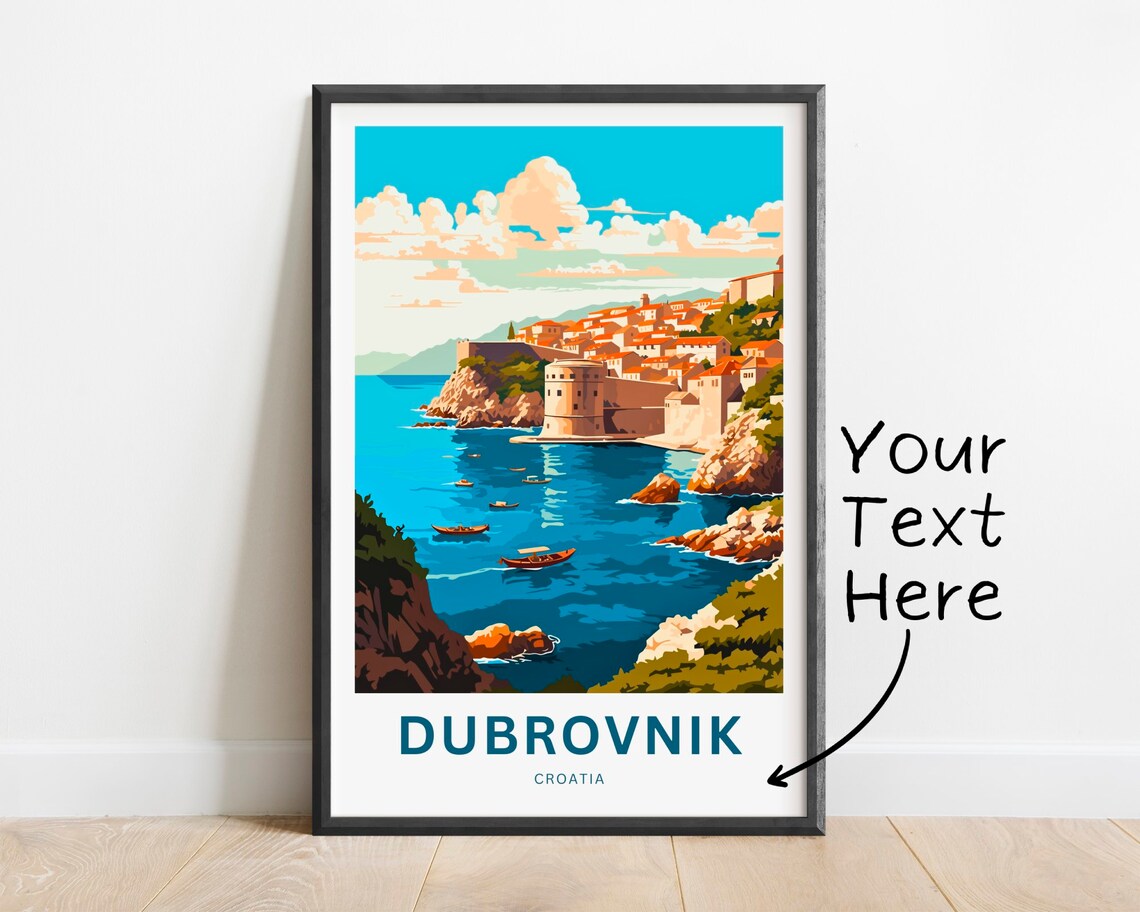 Personalized Dubrovnik Travel Print, Croatia Poster