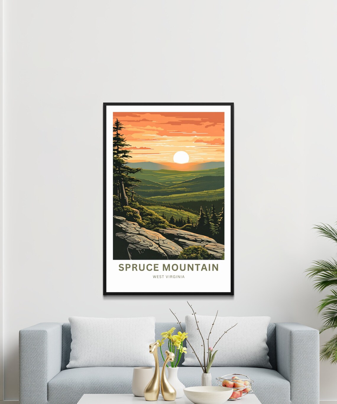 Spruce Mountain West Virginia Sunrise Ledge Vista Travel Poster - Image 3