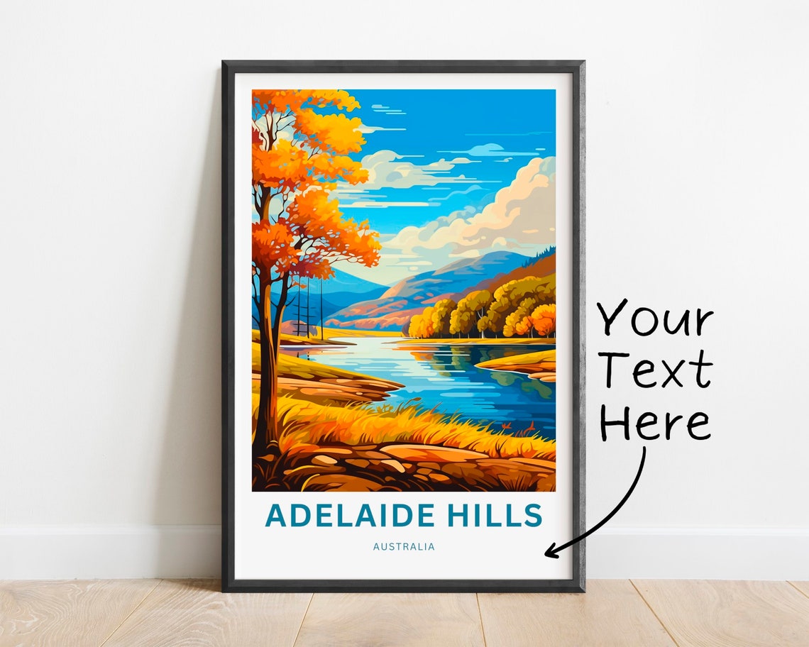 Personalized Adelaide Hills Australia Custom Text Travel Poster