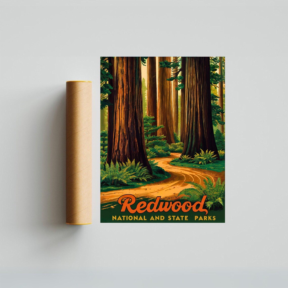 Redwood National and State Parks Giant Forest Trail Vintage Travel Poster - Image 4