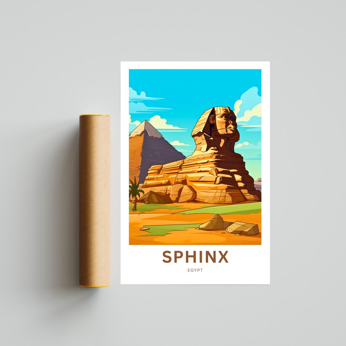 Sphinx Travel Print Sphinx Poster Egypt Wall Art Framed Present Gift Egypt Present Decor Custom Text Personalized - Image 4