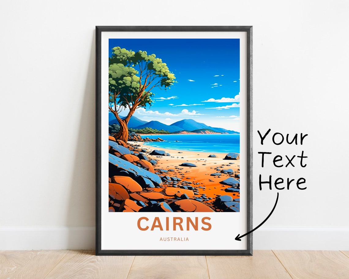 Personalized Cairns Australia Rocky Beach Gum Tree Travel Poster