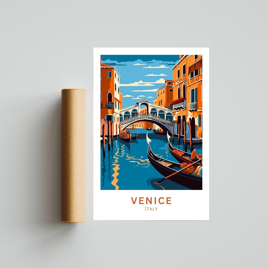 Venice Italy Rialto Bridge Gondolas Grand Canal Daytime Travel Poster - Image 3