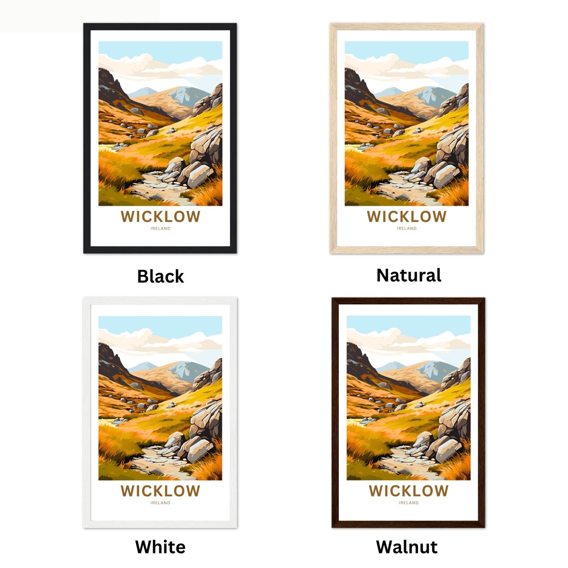 Wicklow Ireland Golden Autumn Valley Hills Vintage Travel Poster - Image 2