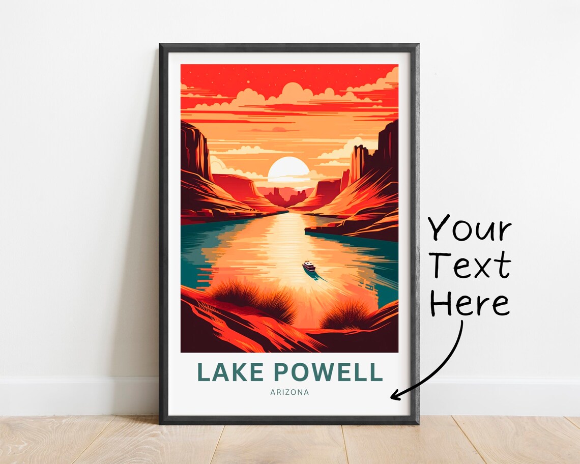 Lake Powell Arizona Canyon Sunset Boat Ride Custom Travel Poster