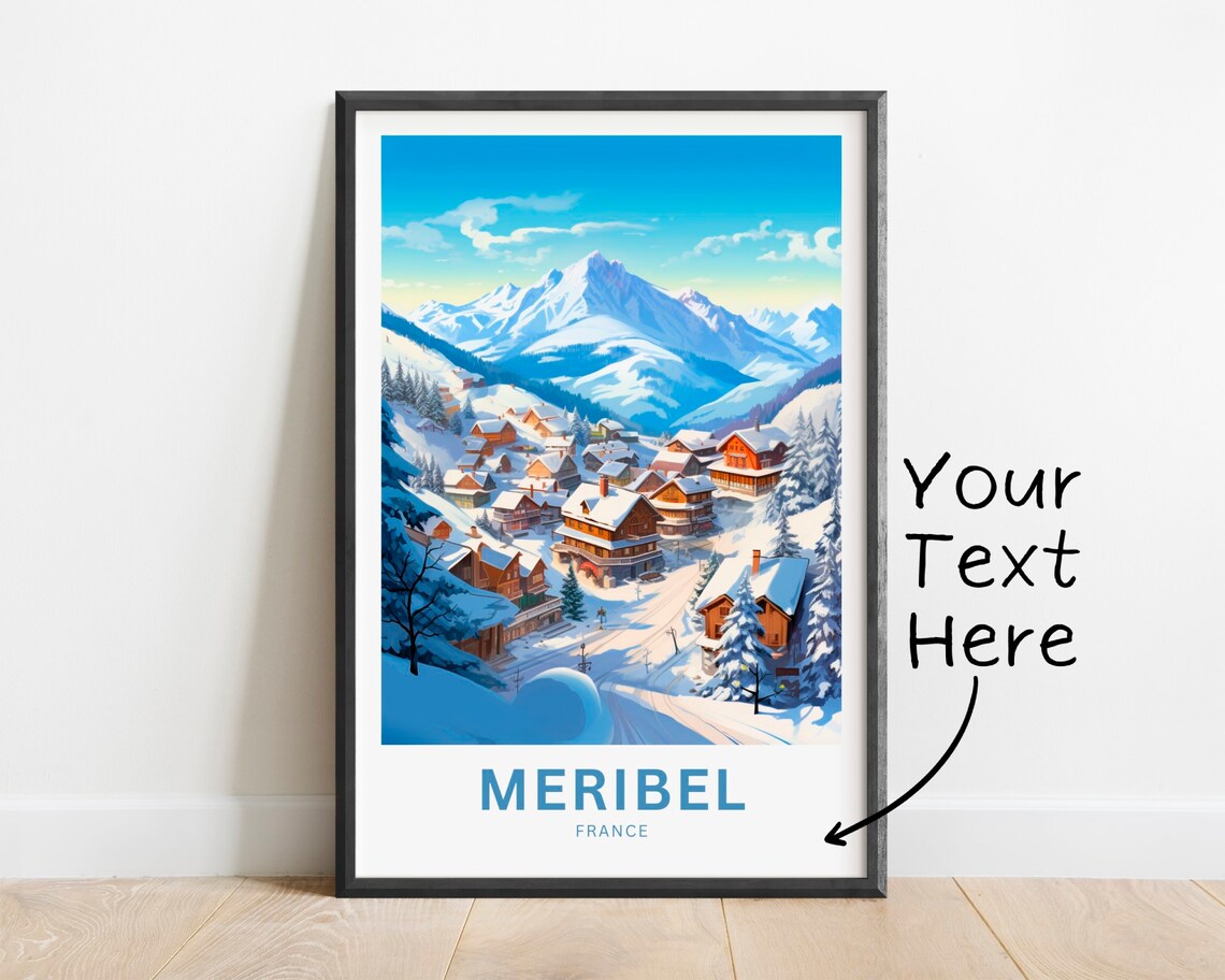 Personalized Meribel France Snowy Ski Village Retro Winter Poster