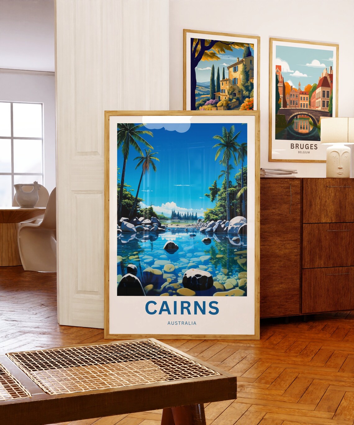Cairns Australia Tropical Creek Palm Lagoon Blue Water Travel Poster - Image 5