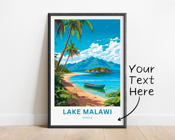 Personalized Lake Malawi Travel Print Lake Malawi Poster Africa Wall Art Framed Present Gift Africa Present