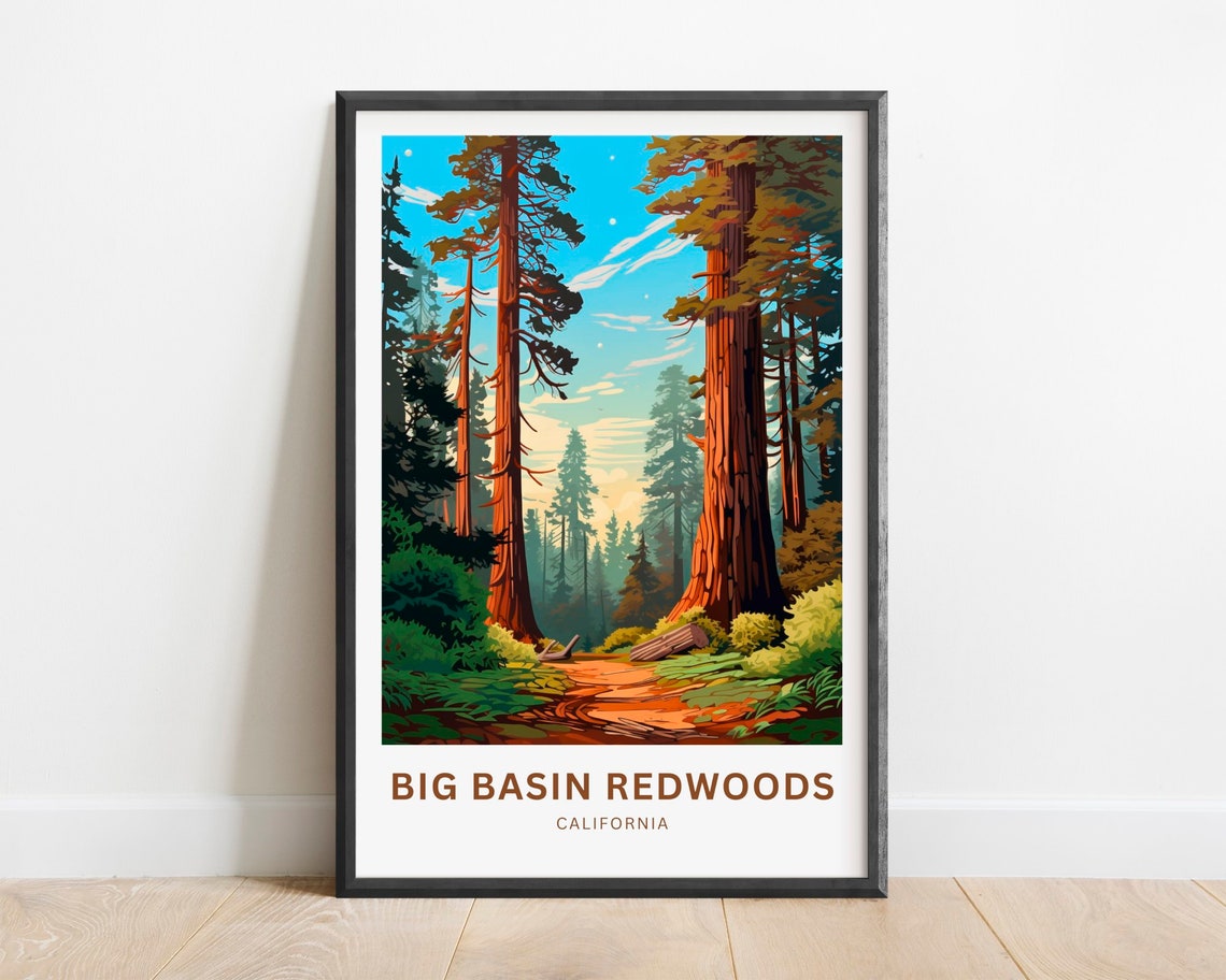 Big Basin Redwoods California Towering Forest Trail Travel Poster