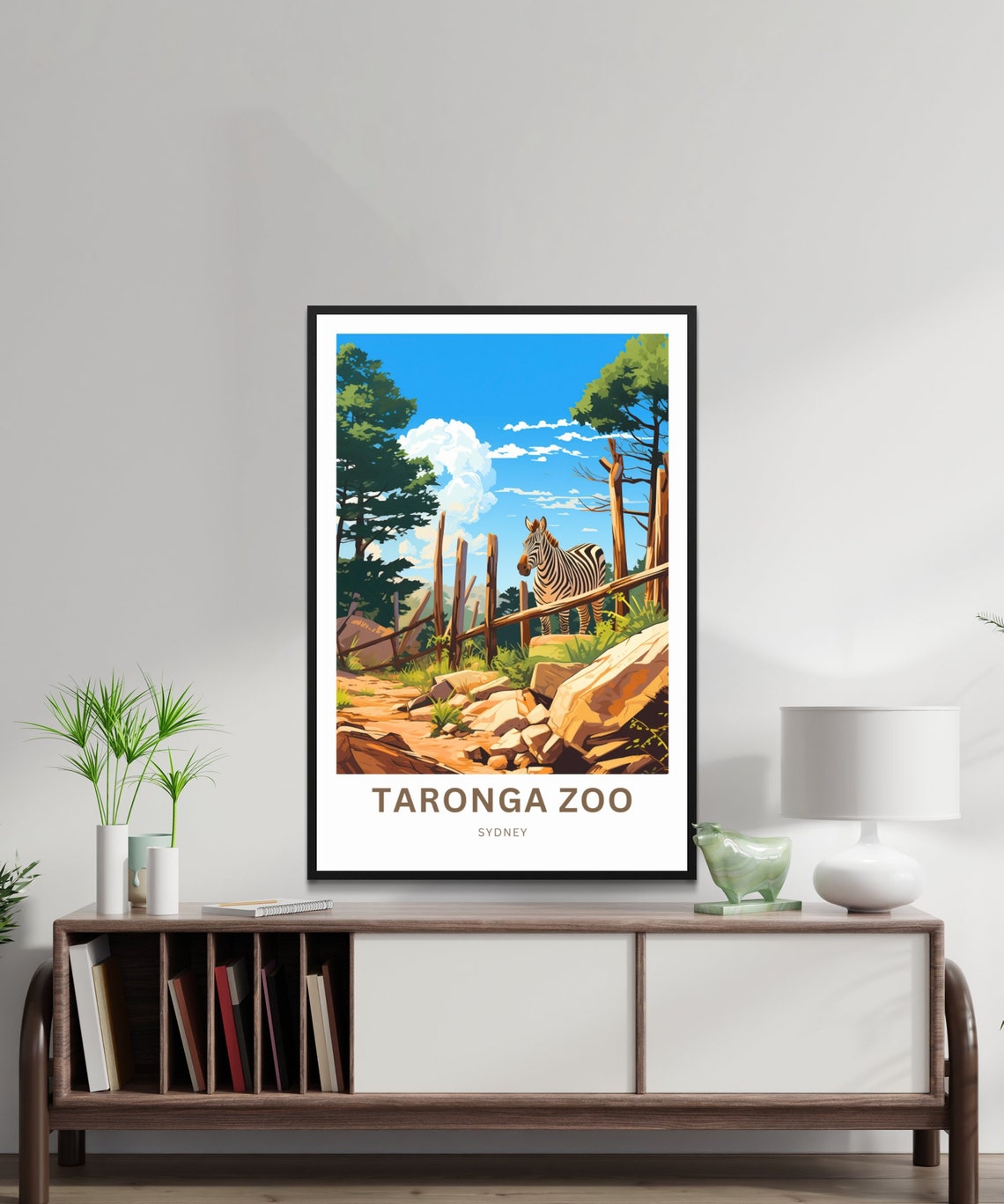Taronga Zoo Sydney Zebra Among Rocks Illustration Travel Poster - Image 2