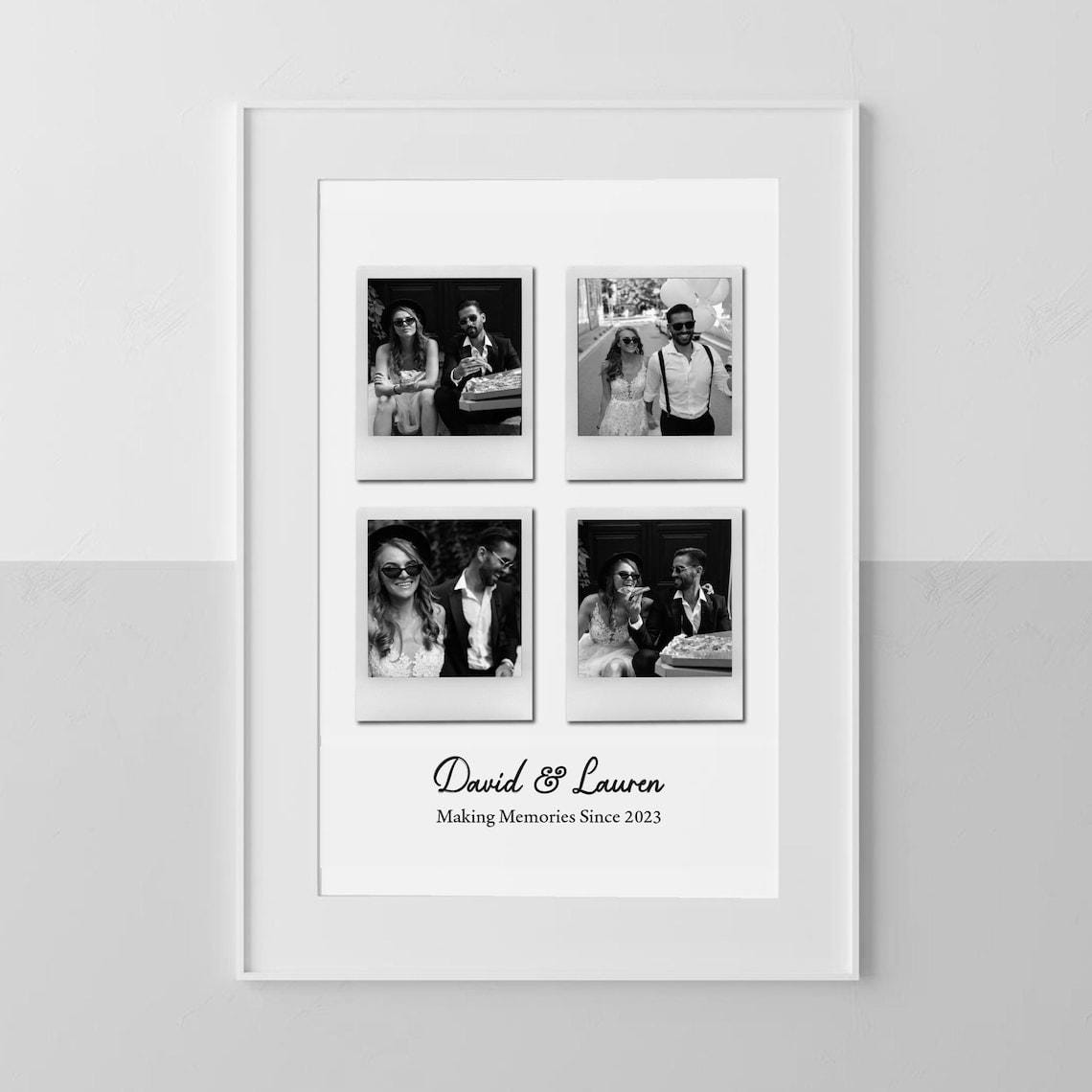 David and Lauren Custom Polaroid Photo Collage Memory Wall Poster