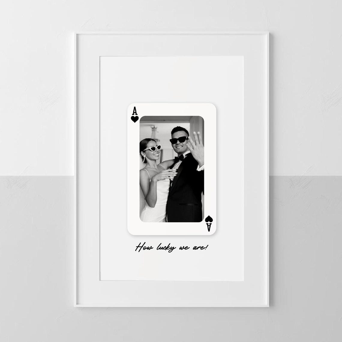 Personalized Ace Of Hearts Photo Print Custom Couple Card Art