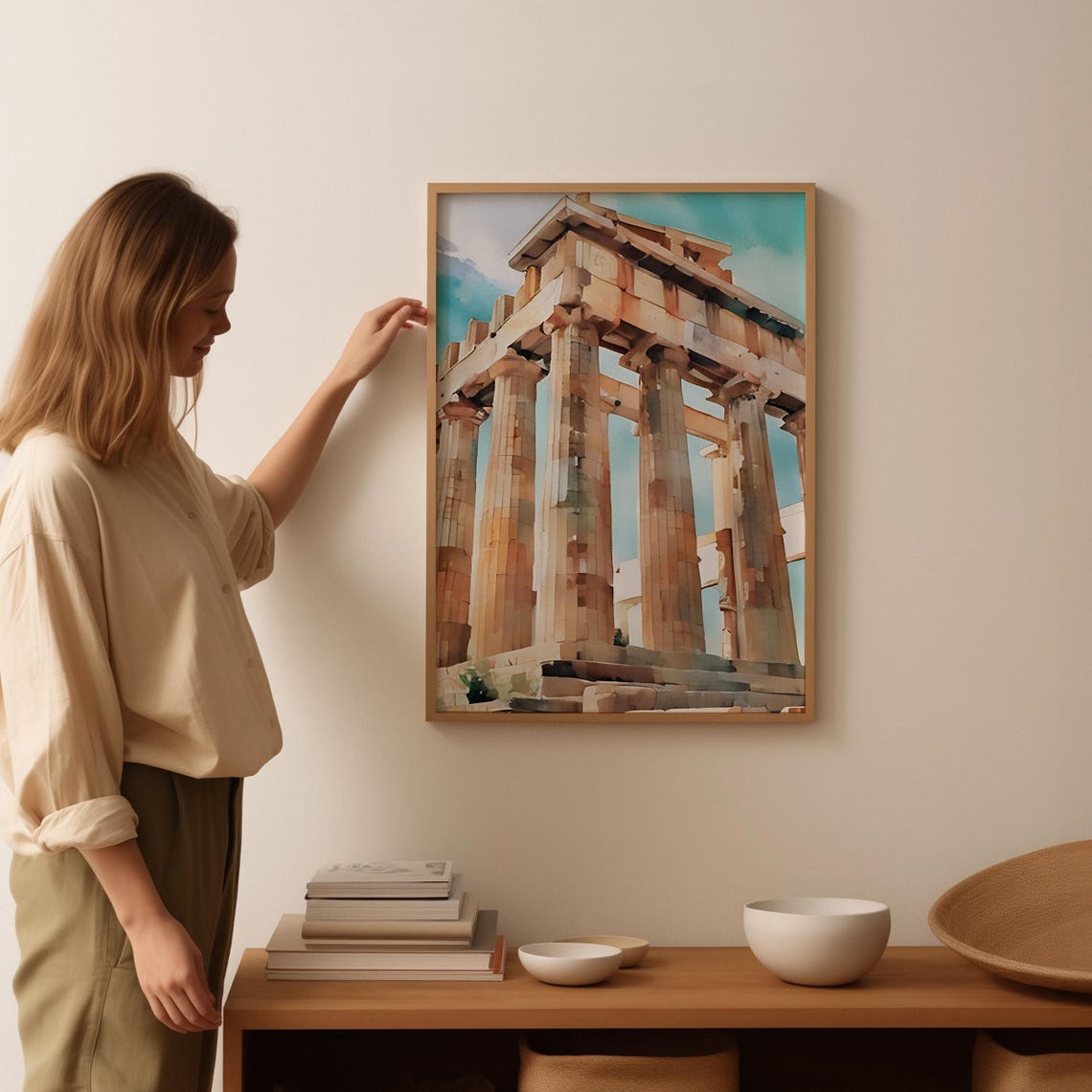 Athens Watercolor Art Athens Wall Art Athens Painting Athens Artwork Travel Poster Print Athens Art Print Athens Home Decor - Image 3