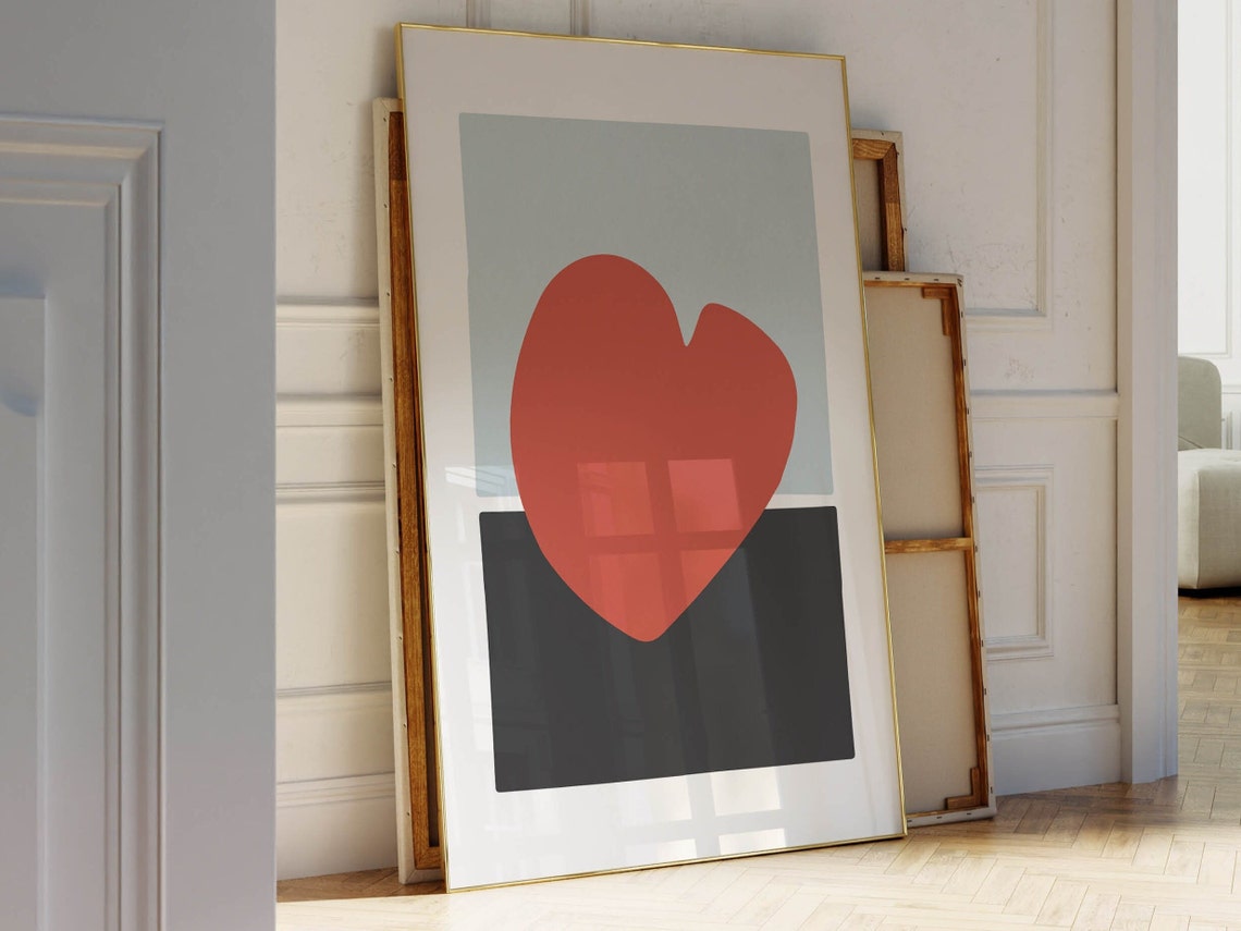 Abstract Red Heart Modern Minimalist Romantic Love Decor Poster