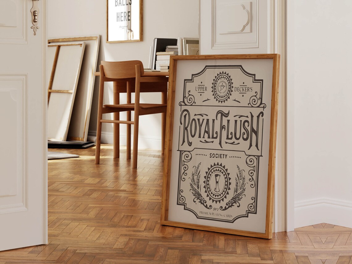 Royal Flush Funny Bathroom Art Print, Vintage Style