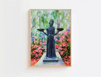 Savannah Bird Girl Statue Art Print