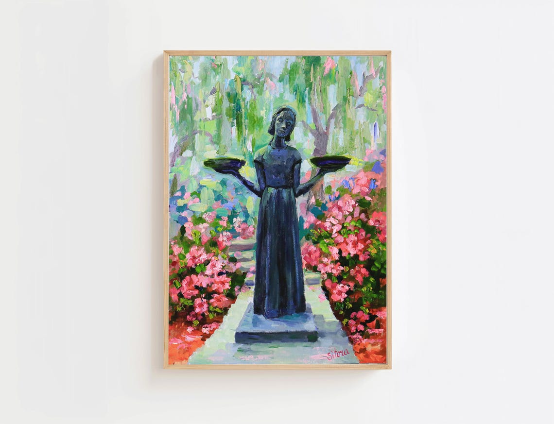 Savannah Bird Girl Statue Art Print