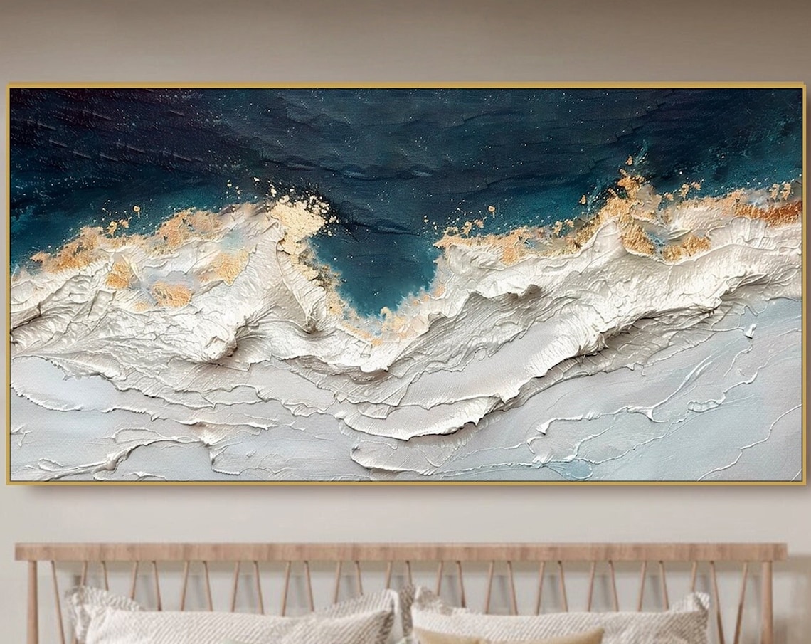 Ocean Wave Minimalist Beach Art Print, Wabi Sabi