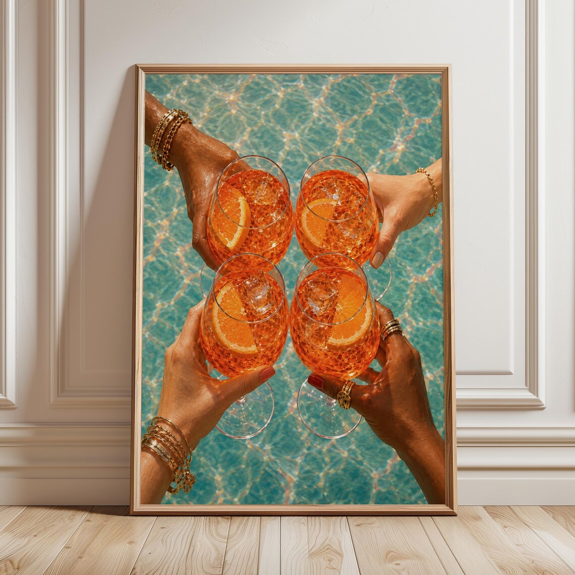 Poolside Spritz Cocktail Cheers Summer Party Vibrant Art Poster