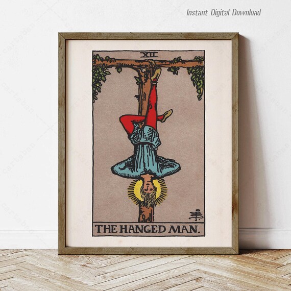 The Hanged Man Tarot Card Rider Waite Smith Vintage Occult Poster