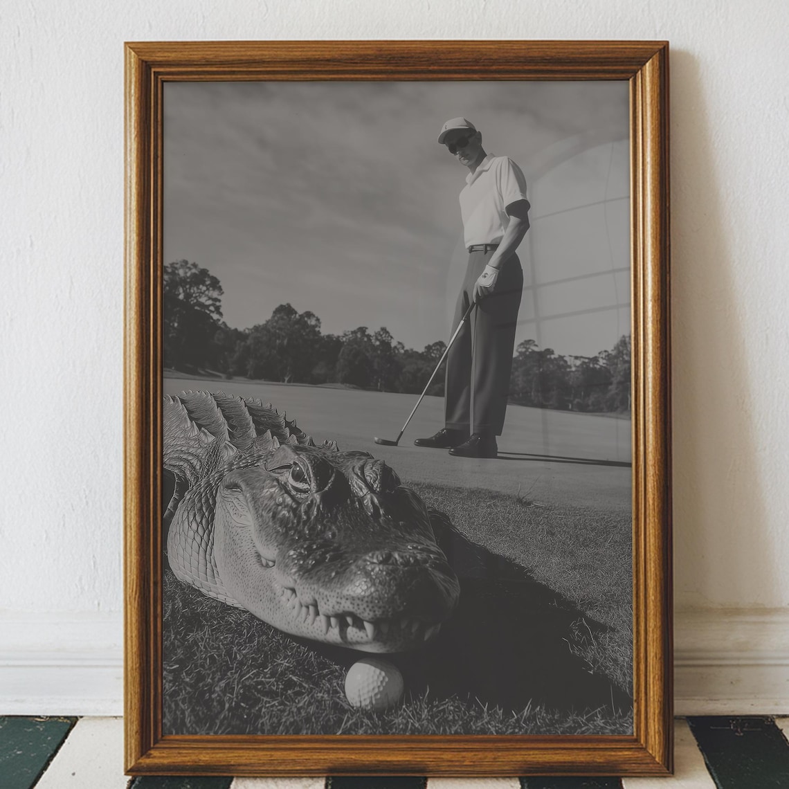Vintage Golf Alligator Poster, Florida Sports Print