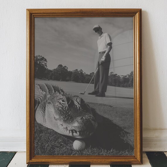 Vintage Golf Alligator Poster, Florida Sports Print