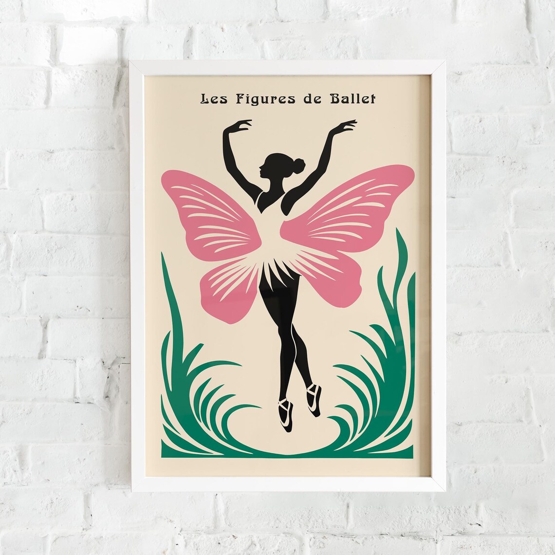 Les Figures de Ballet Poster with Pink Butterfly Wings Dancer
