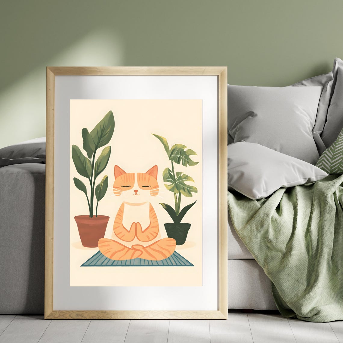 Meditating Orange Tabby Cat in a Lotus Pose on a Yoga Mat Poster - Image 4